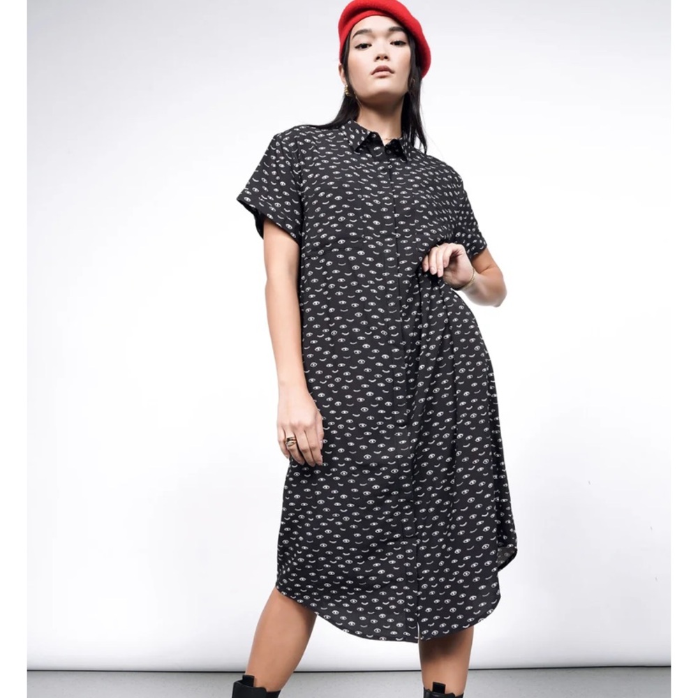Blue Empowered Eye Patterned Women's Dress